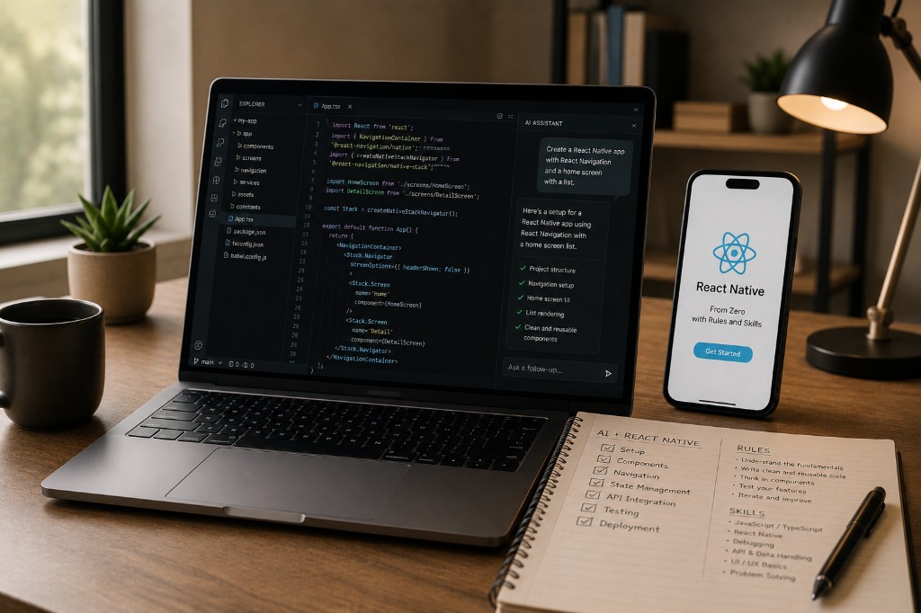 React Native with zero knowledge — how I use AI, rules, and skills to build from scratch