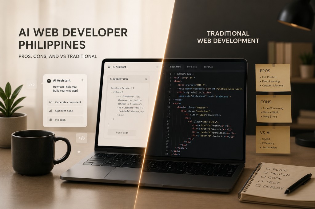AI web developer Philippines — pros, cons, and vs traditional web dev