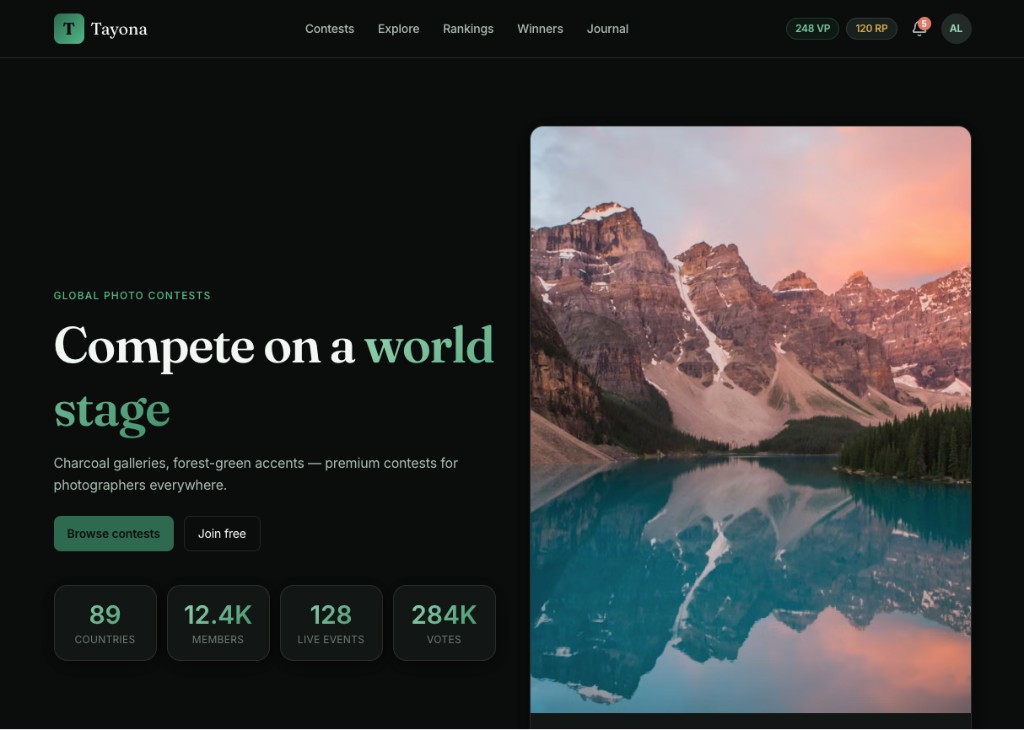 Tayona v2 — Photo Contest Platform UI